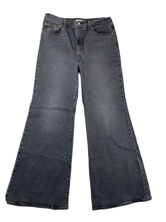 Levi's Denim - Levi's Ribcage Bell Jeans Black Denim Super High Rise Flare Leg Cotton SZ 31 32"